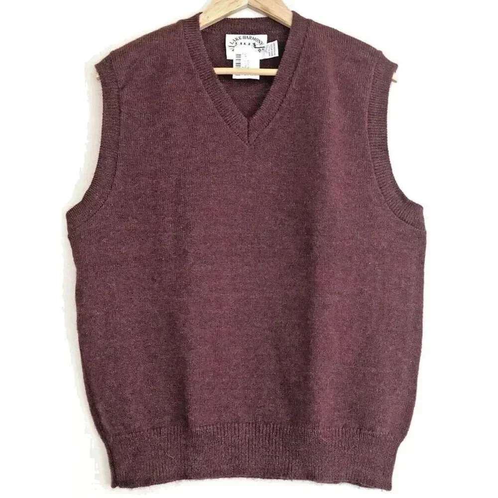 NWT Lake Harmony Rowing Club Wool Sweater Vest Maroon Men's Large Preppy Grandpa